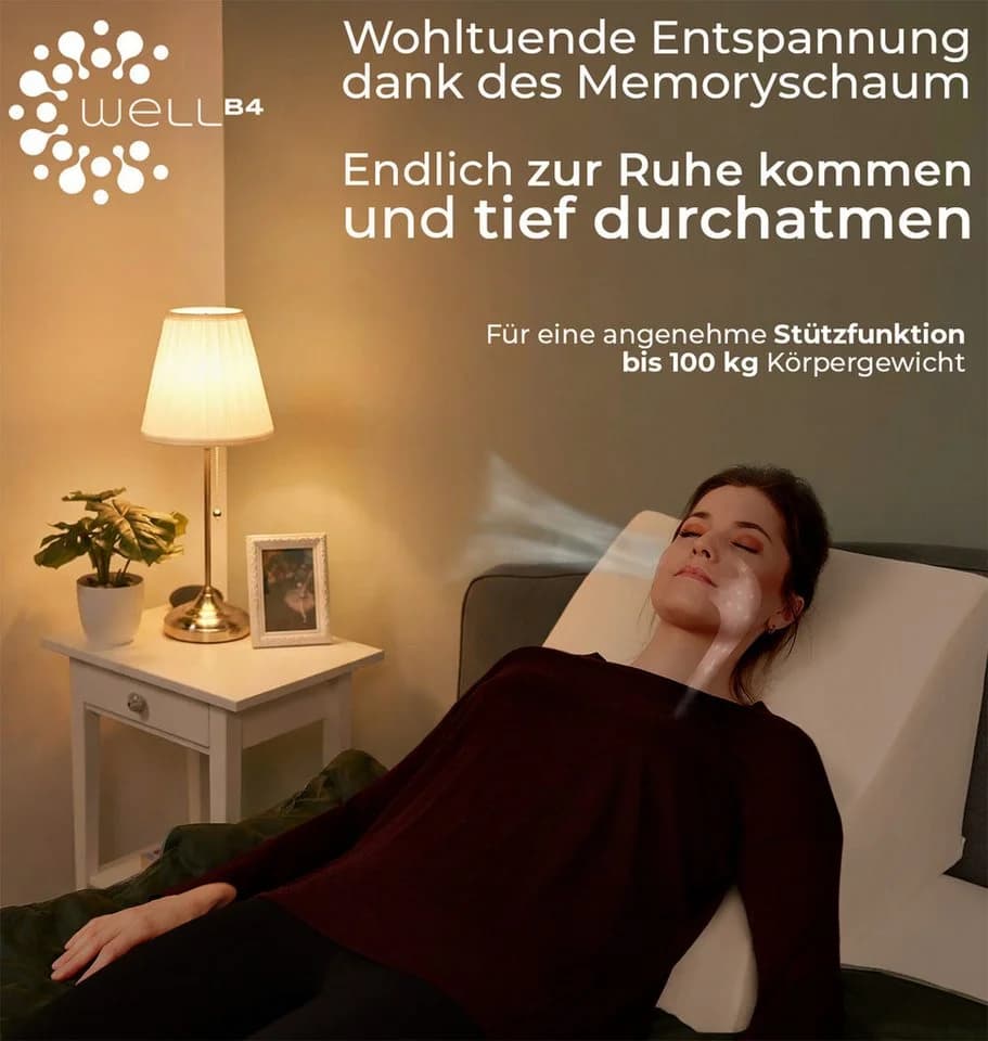 Well B4 Keilkissen Lesekissen für Bett und Sofa – Bequemes Rückenkissen mit Memory Foam - Bild 5