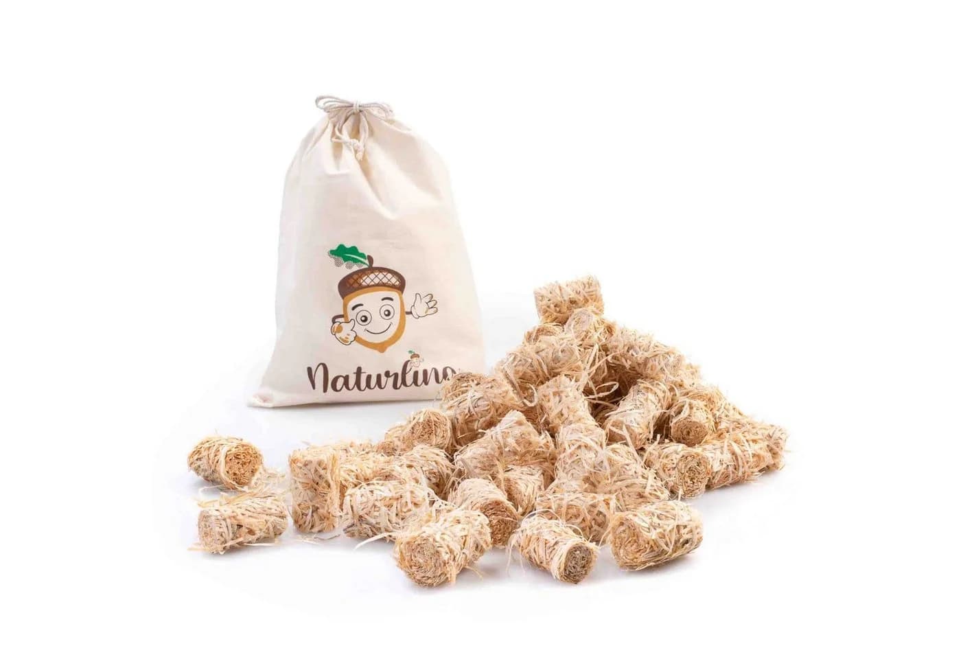 naturling Grillanzünder Holzwolle gewachst 5 kg mit Leinenbeutel - Bild 2