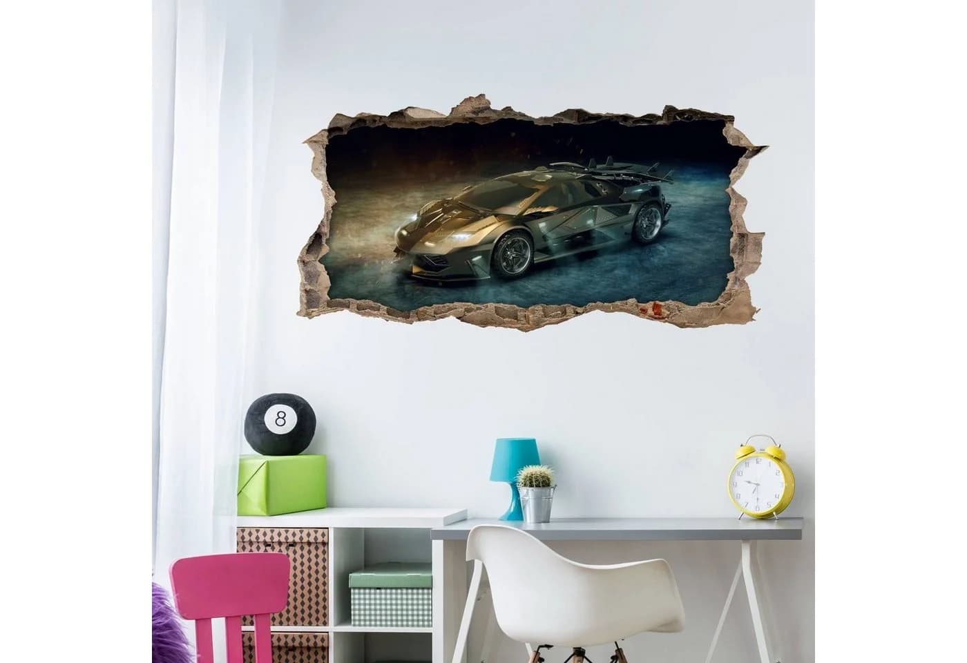 nikima Wandtattoo Sportwagen Gold Loch in der Wand - Bild 4