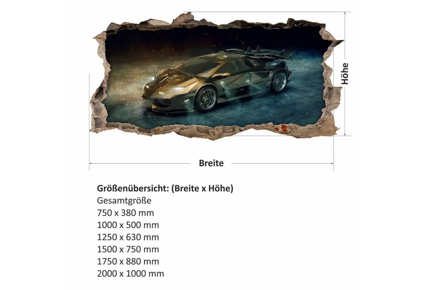 nikima Wandtattoo Sportwagen Gold Loch in der Wand - Bild 5