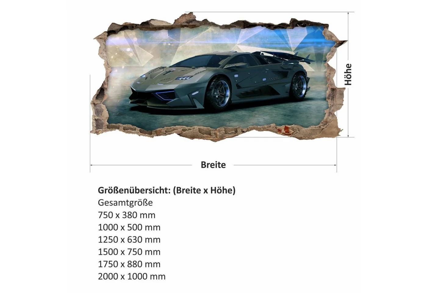 nikima Wandtattoo Sportwagen Schwarz PVC-Folie - Bild 4