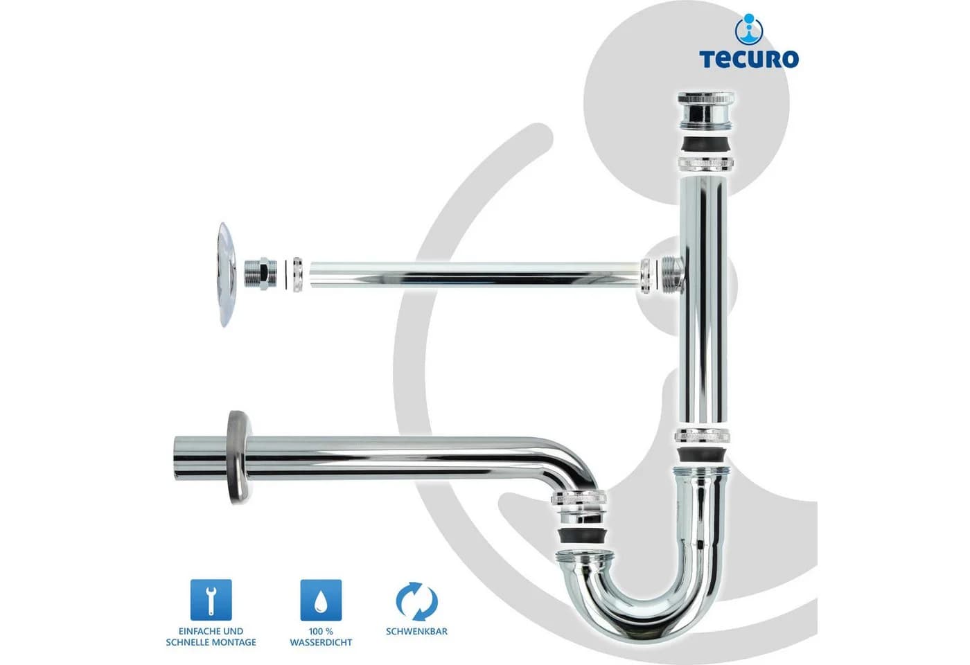 tecuro Siphon Röhrengeruchsverschluss Messing verchromt - Bild 4