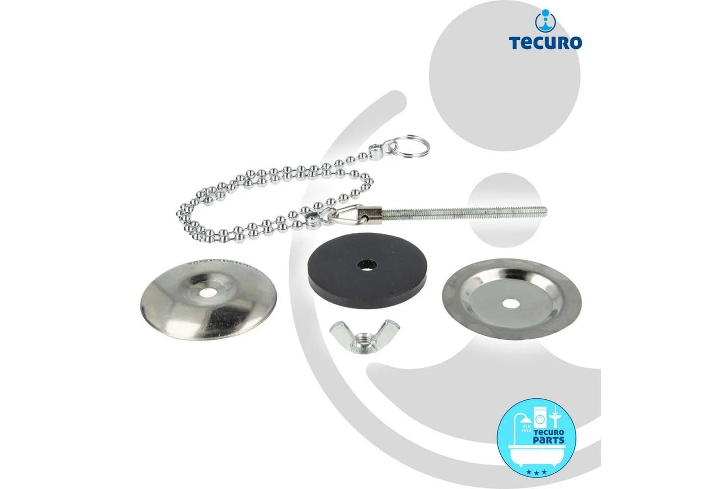 TECURO Ablaufventil Kugelkette 30 cm verchromt - Bild 5
