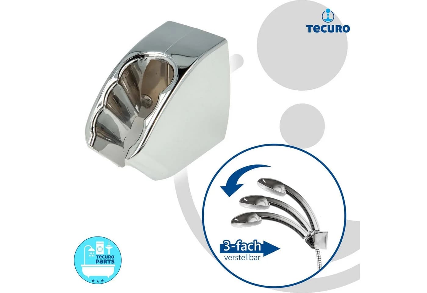 tecuro Brausehalter Konus Wandhalter 3-fach verstellbar verchromt - Bild 5