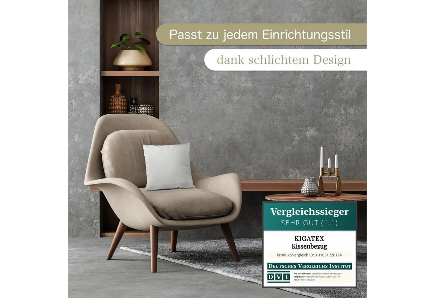 KiGATEX Kissenbezug 40x40 cm Rosa Baumwolle Renforcé mit Reißverschluss