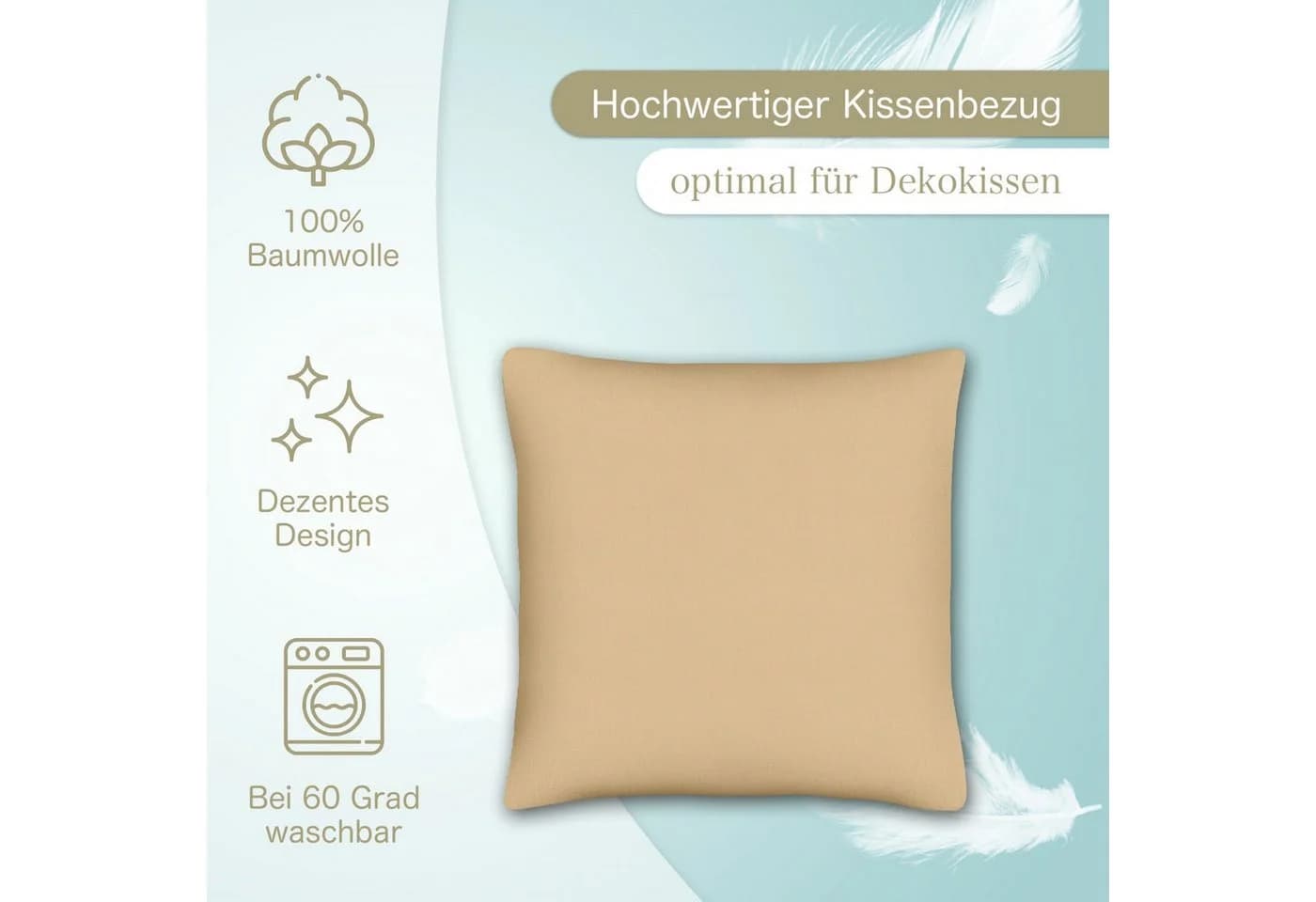 KiGATEX Kissenbezug 40x40 cm Rosa Baumwolle Renforcé mit Reißverschluss - Bild 5