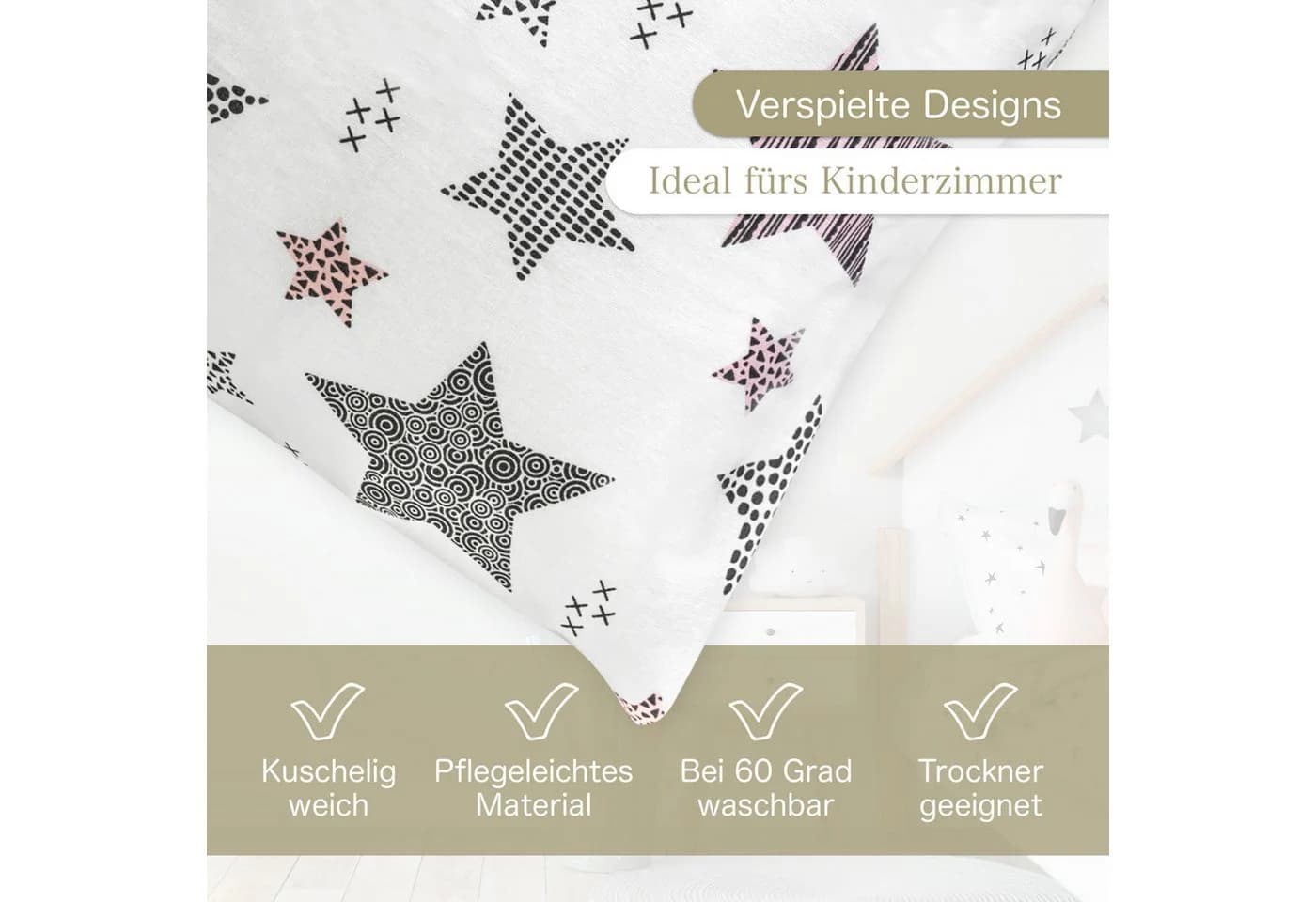 KiGATEX Kinderbettwäsche 2-teilig 100% Baumwolle Weiß - Bild 3