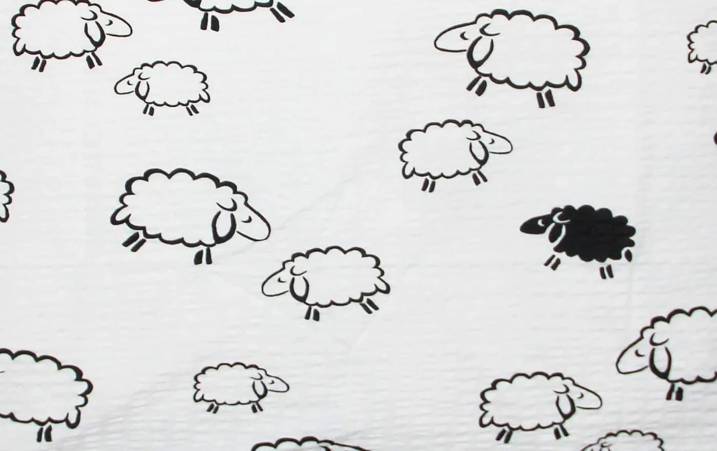 Heubergshop Bettwäsche Seersucker 2-teilig 135x200cm + 80x80cm Schafe Weiß Schwarz 100% Baumwolle