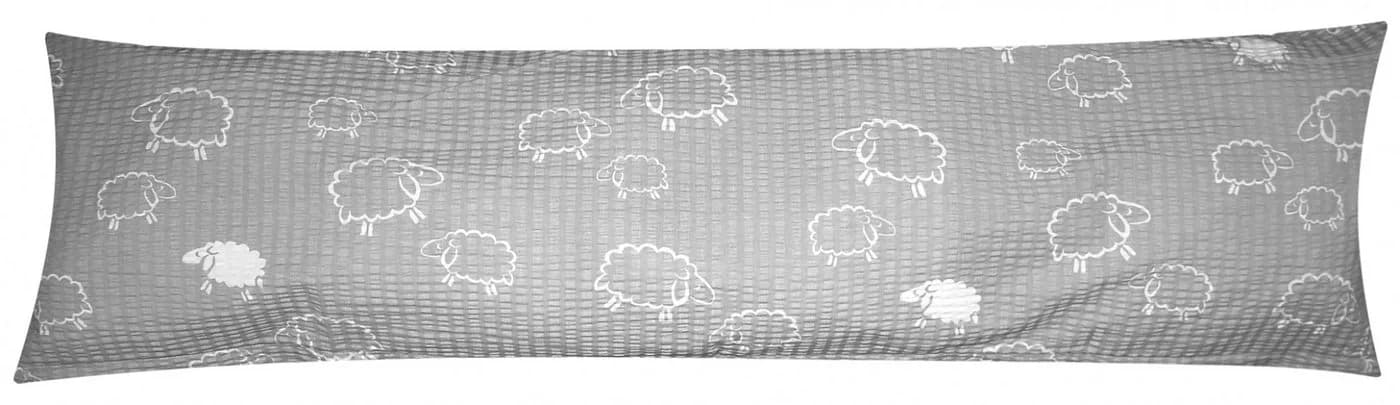 Heubergshop Seitenschläferkissenbezug 40x145cm Baumwolle Grau Weiß