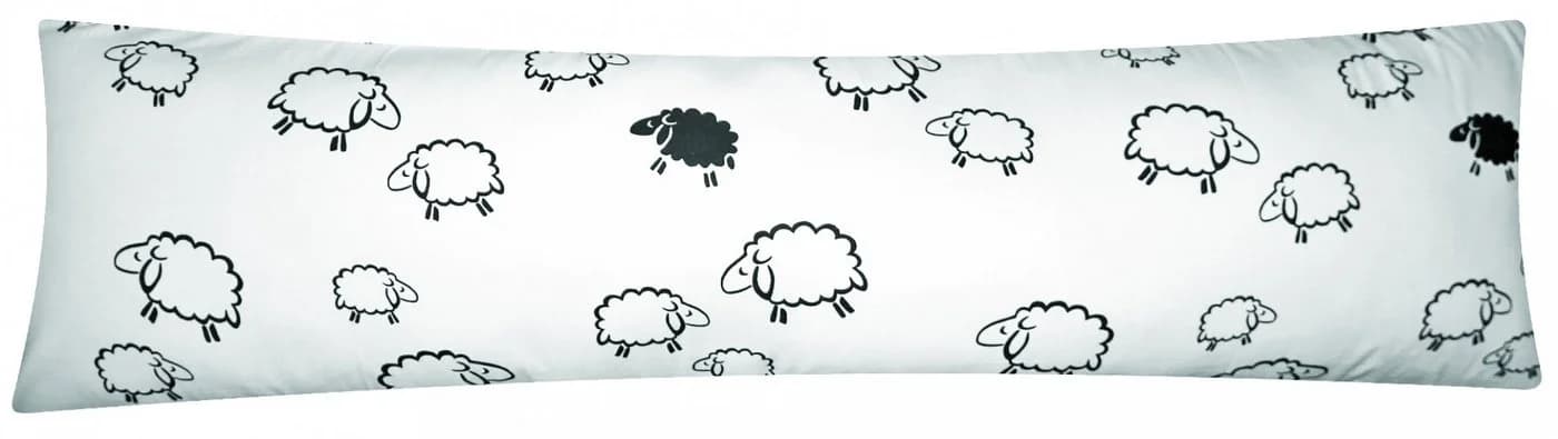 Heubergshop Seitenschläferkissenbezug 40x145cm Schafe Lämmer 100% Baumwolle
