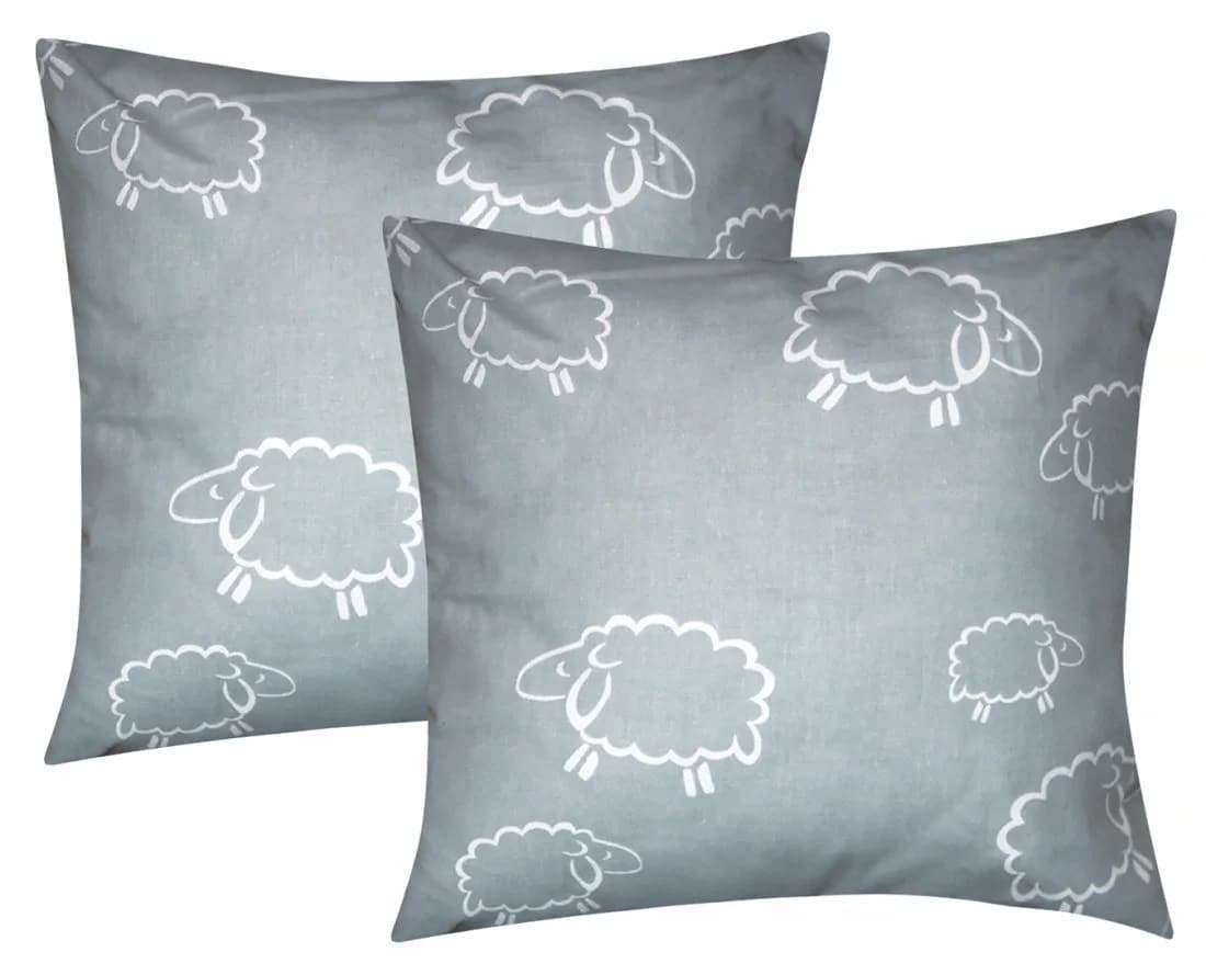 Heubergshop Kissenbezüge 2er Set 40x40cm Schafe Grau Weiß Baumwolle