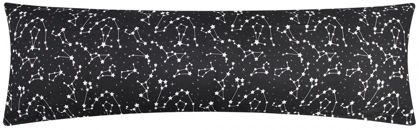Heubergshop Seitenschläferkissenbezug 40x145cm Baumwolle Sterne Schwarz Weiß