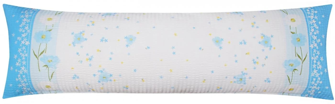 Heubergshop Seitenschläferkissenbezug Seersucker Blumenblau