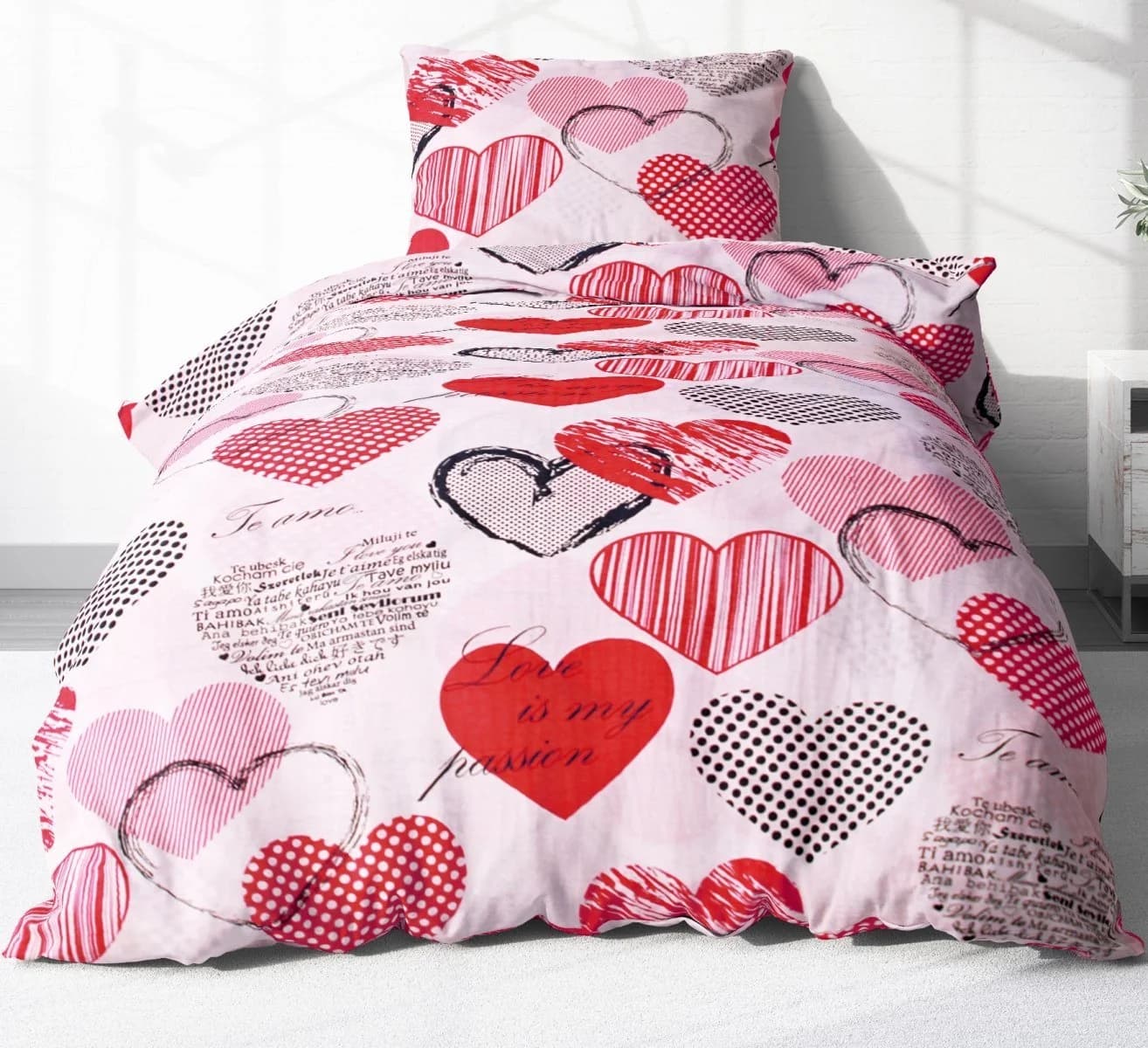 Heubergshop Bettwäsche Seersucker 100% Baumwolle Liebe Herzen - Bild 2