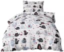 Heubergshop Kinderbettwäsche Renforcé 2-teilig 135x200cm + 80x80cm Katzen Weiß Bild 3