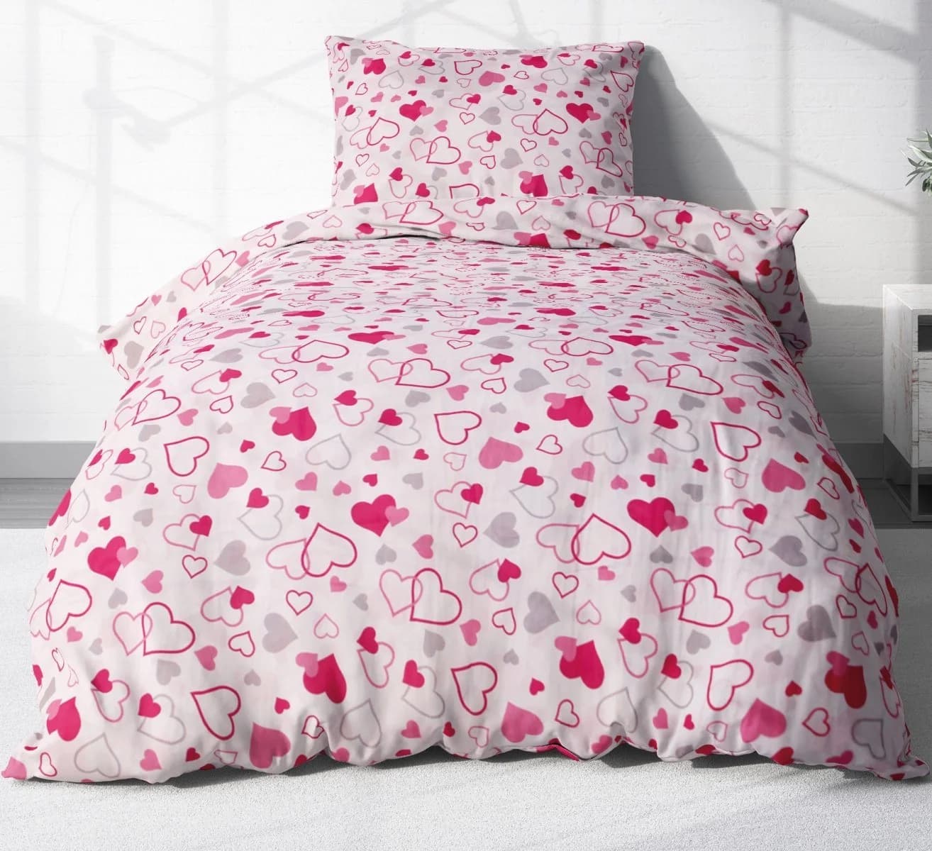 Heubergshop Kinderbettwäsche Renforcé 2-tlg. 135x200cm + 80x80cm Herzchen - Bild 2