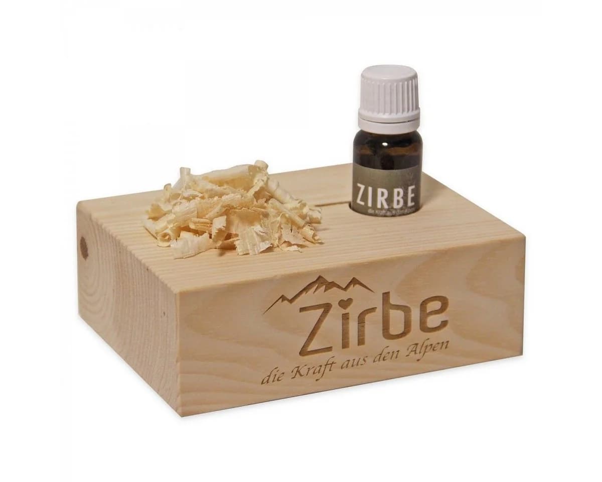 Heubergshop Zirbenwürfel mit Gravur und Zirbenöl - Bild 2