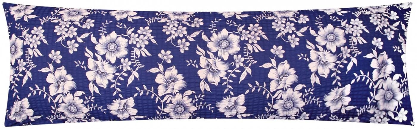 Heubergshop Seitenschläferkissenbezug Blau 100% Baumwolle Seersucker
