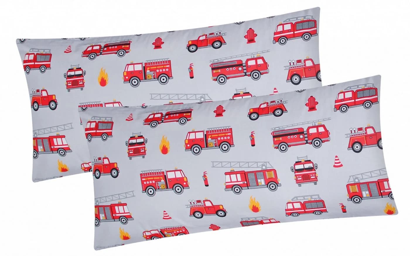 Heubergshop Kissenbezug 2er Set 40x80cm Feuerwehr Grau Rot