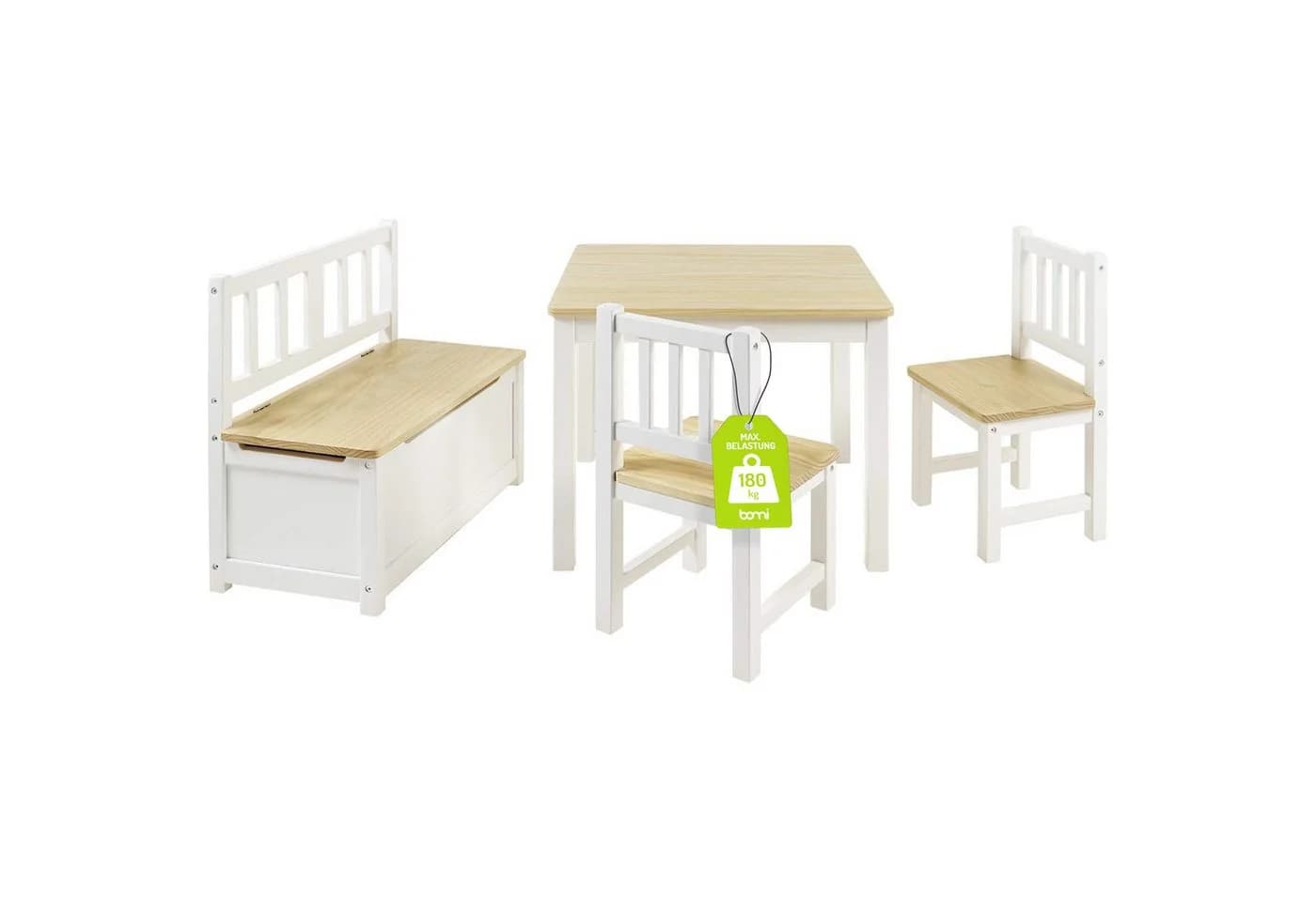BOMI Kindersitzgruppe Anna 4-tlg. Massivholz Beige/Weiß - Bild 2