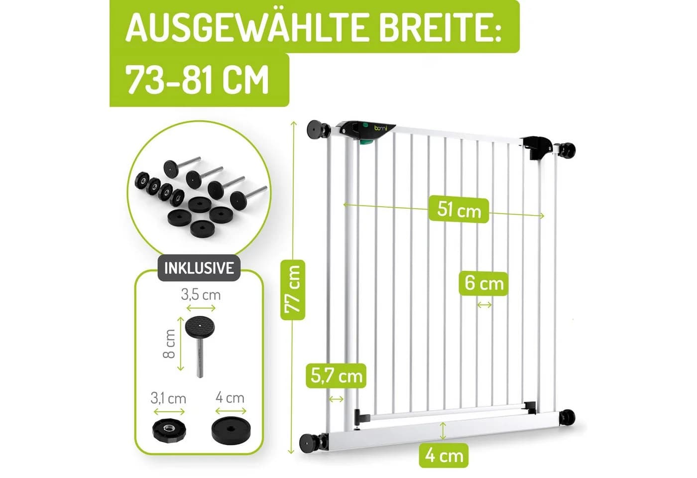 BOMI Türschutzgitter Mira Metall Kinderschutzgitter ohne Bohren