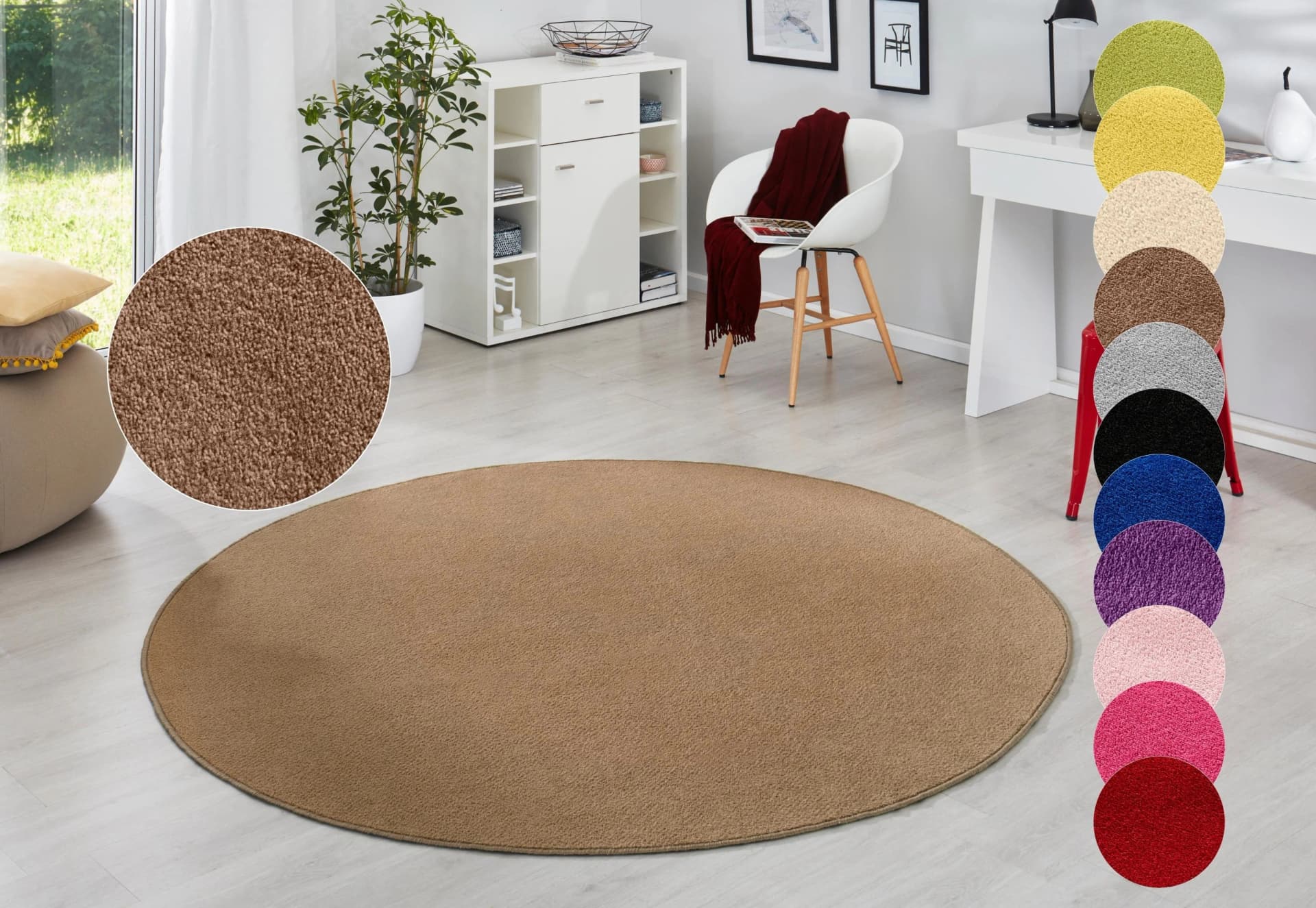 Hanse Home Teppich Fancy Rund Braun 133cm Kunstfaser