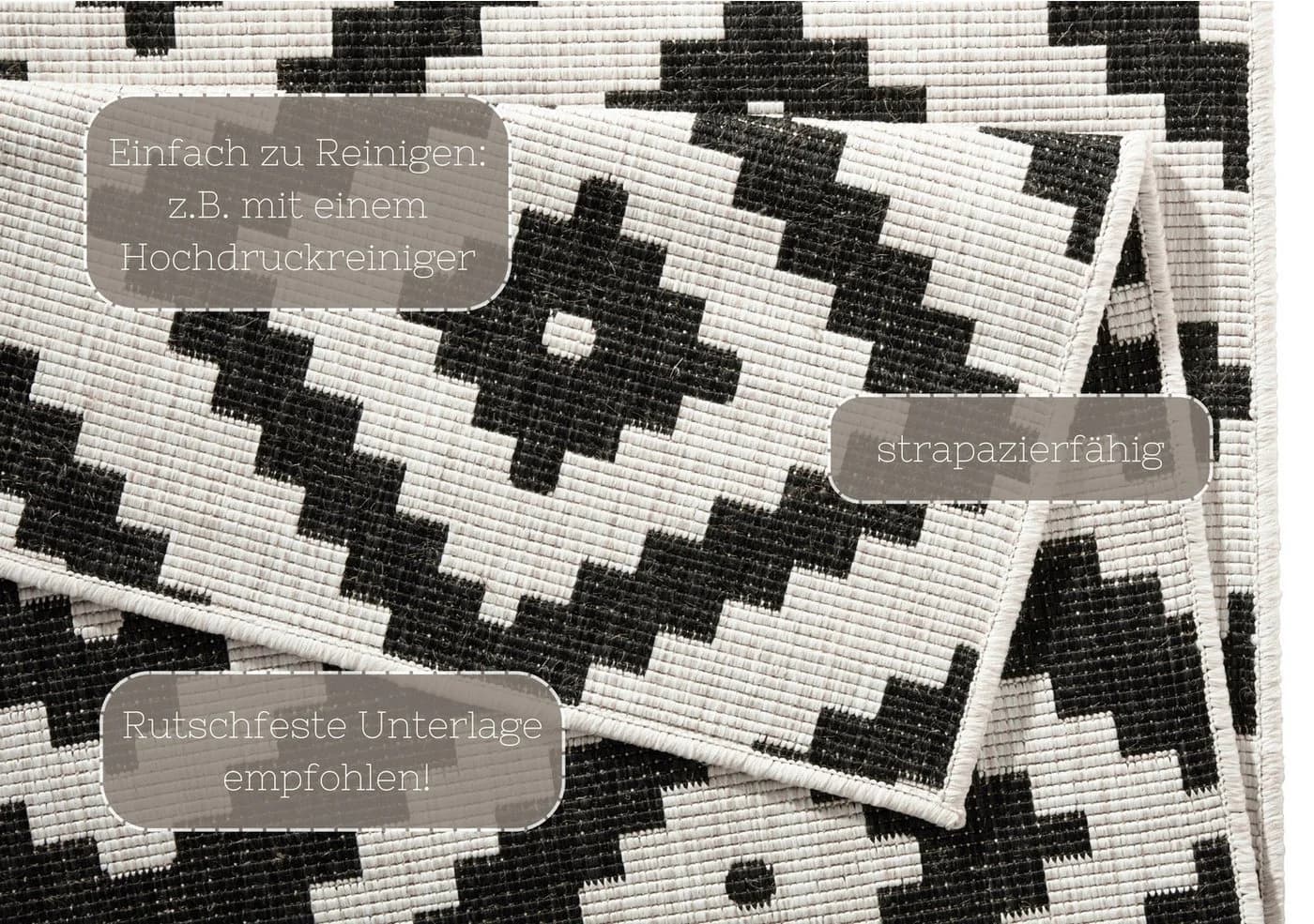 HANSE HOME Malta Wendeteppich Schwarz/Weiß Rautenmuster - Bild 5