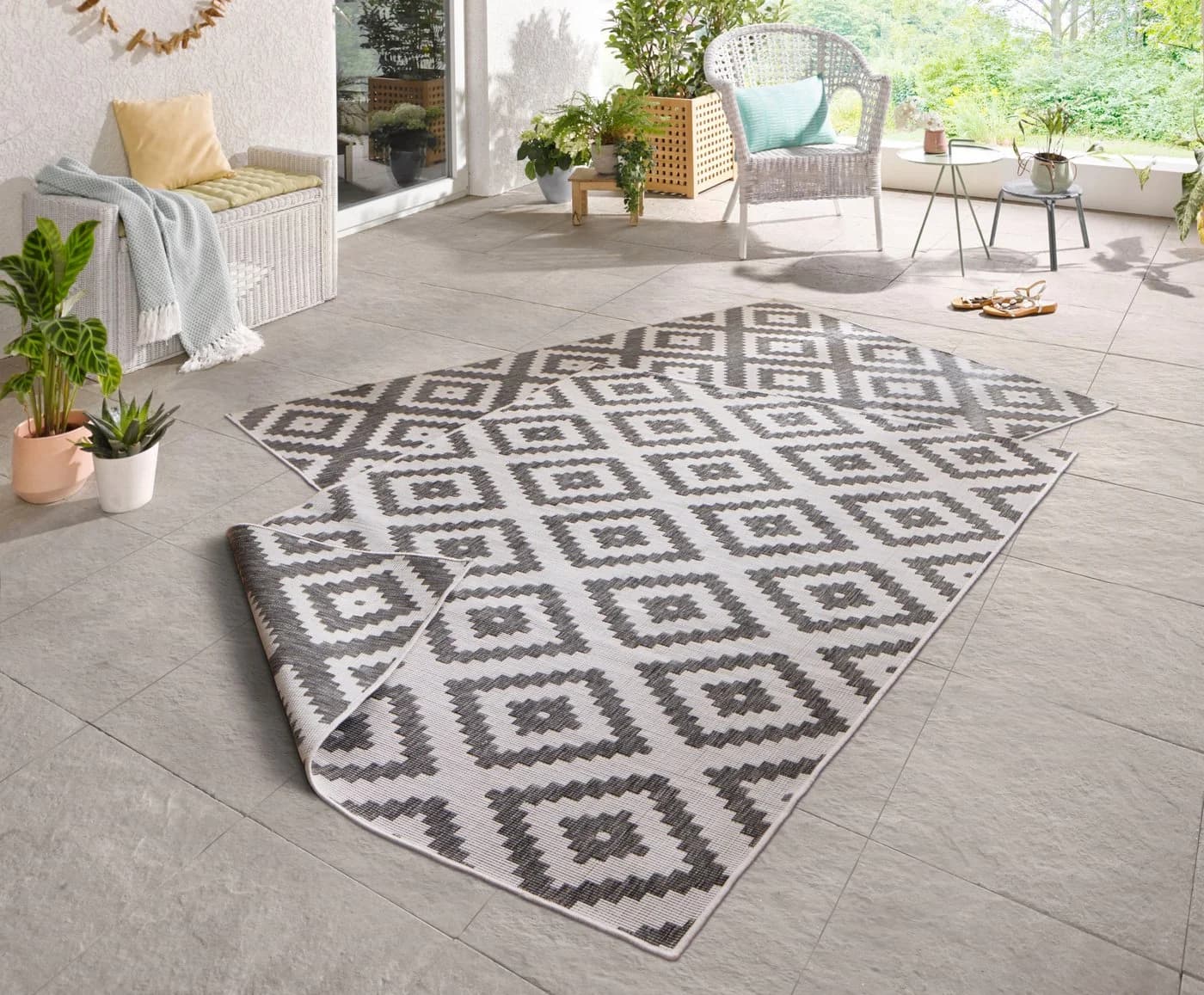 HANSE HOME Malta Wendeteppich Grau Creme Rautenmuster - Bild 2