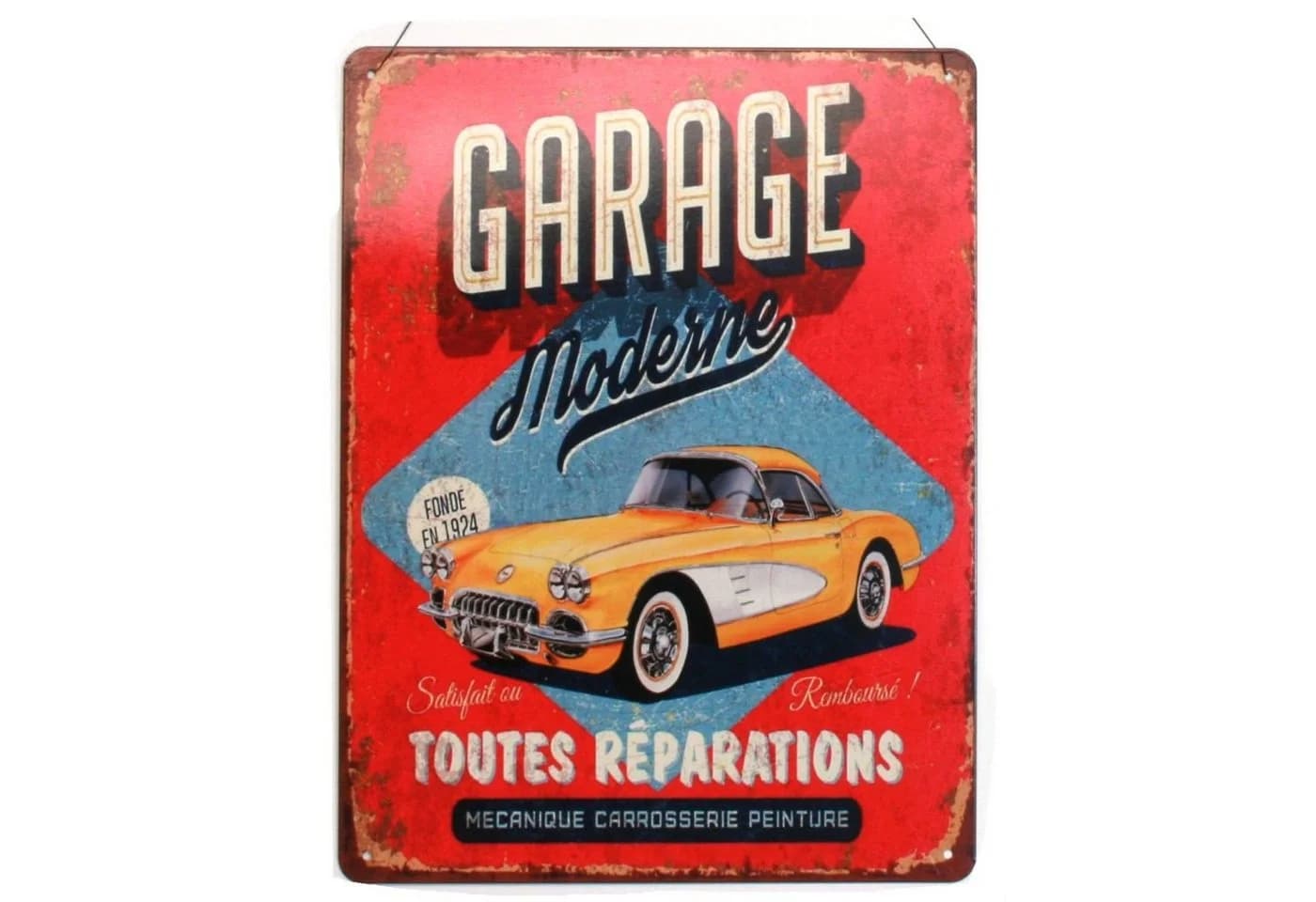 Moritz Blechschild Garage Retro Gelbes Auto 25x33cm - Bild 3