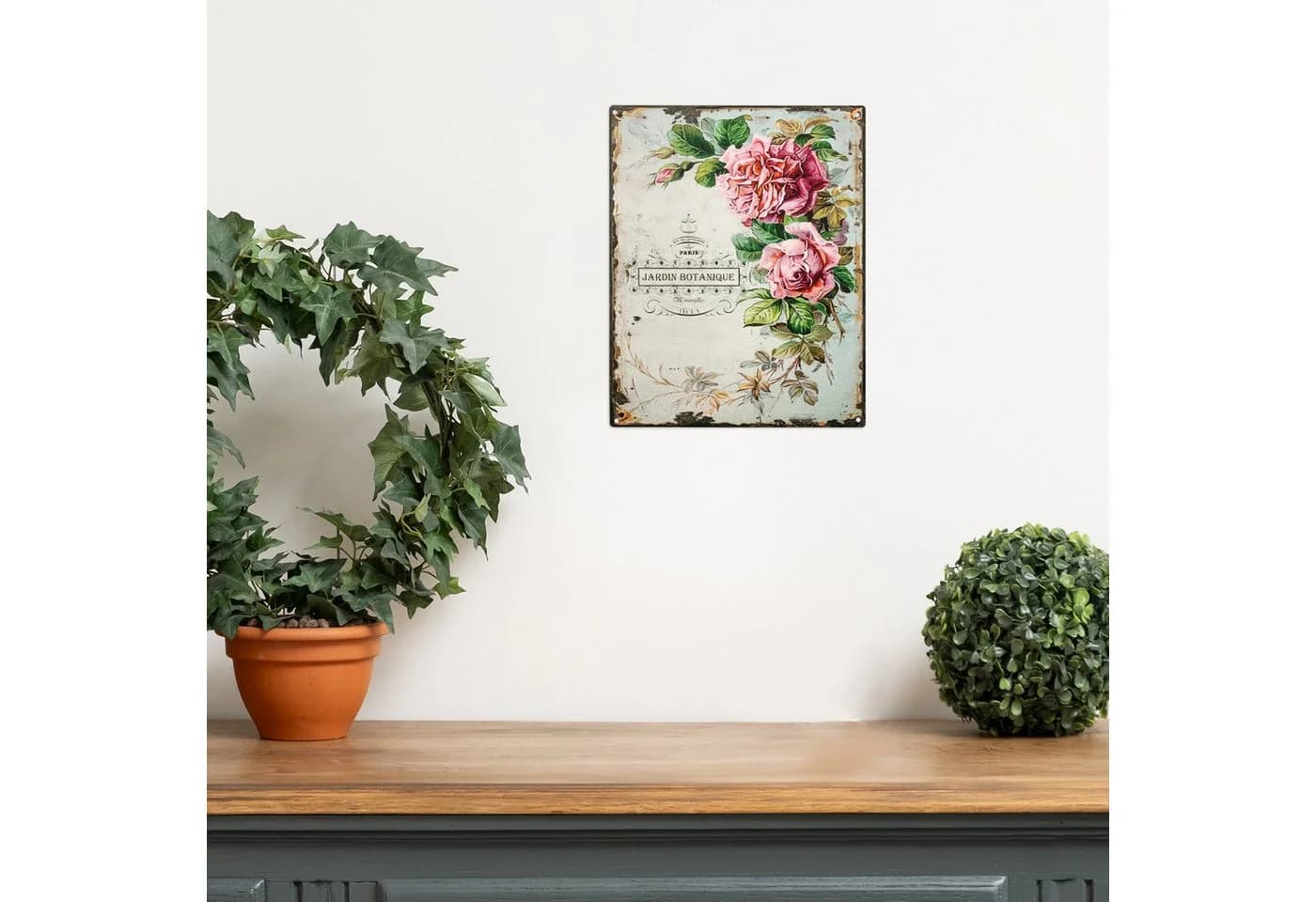 Moritz Metallschild Rose Jardin Botanique 20 x 25 cm Vintage Retro Deko Schild