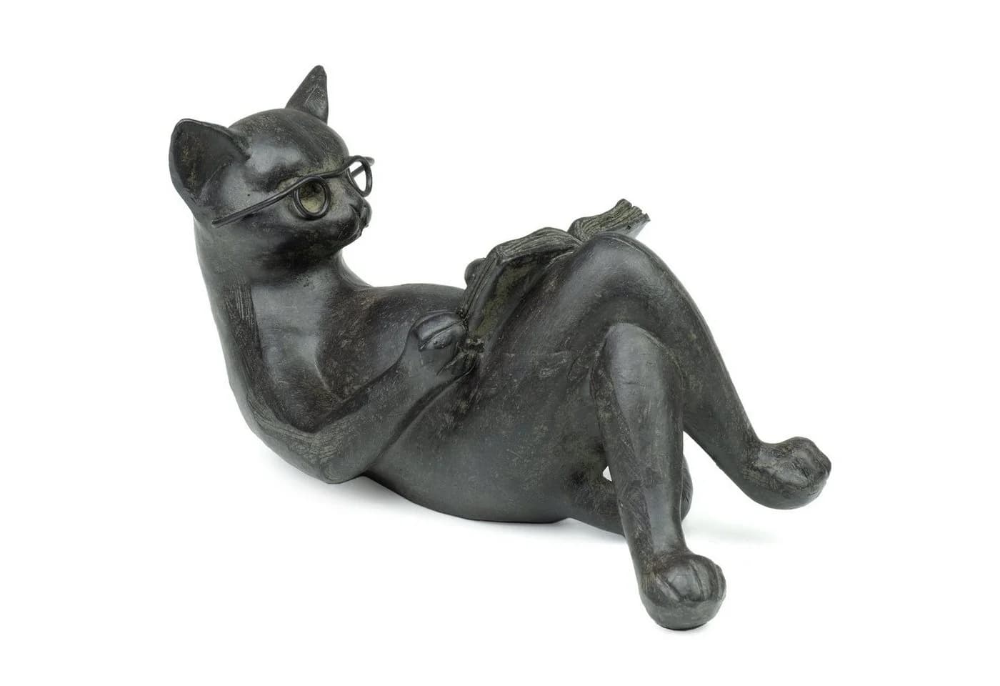 Moritz Dekofigur Katze mit Buch Polyresin Modern - Bild 2
