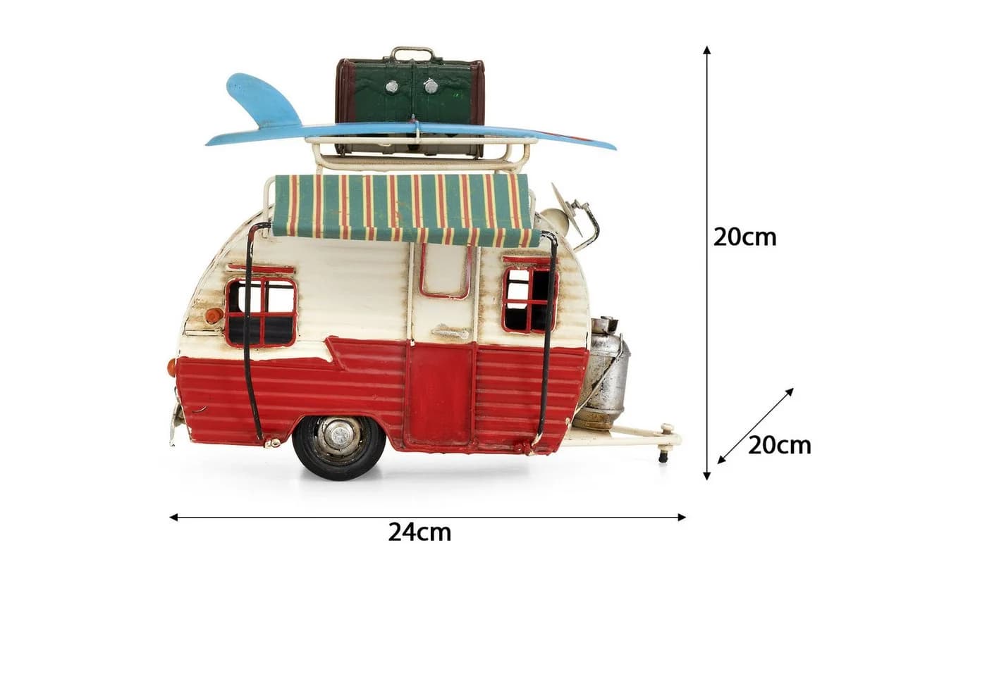 Moritz Dekofigur Blech Wohnwagen Retro Rot/Weiß Polyresin - Bild 3