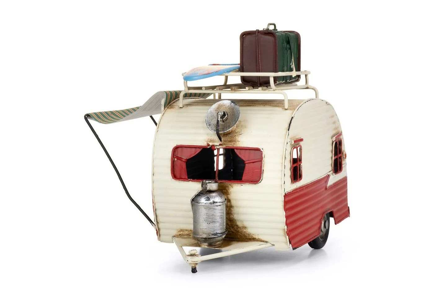 Moritz Dekofigur Blech Wohnwagen Retro Rot/Weiß Polyresin - Bild 4
