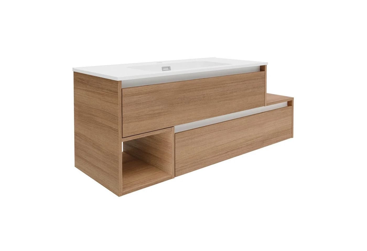 FACKELMANN Badmöbel-Set Waschtisch mit Unterschrank, Gussmarmorbecken Braun/Weiß - Bild 2