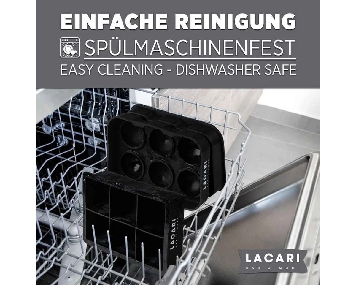 LACARI Eiswürfelform Silikon groß XXL Schwarz 2-tlg. - Bild 4