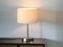 TRIO Leuchten LED Nachttischlampe Weiß Silber Dimmbar Stoffschirm Bild 1