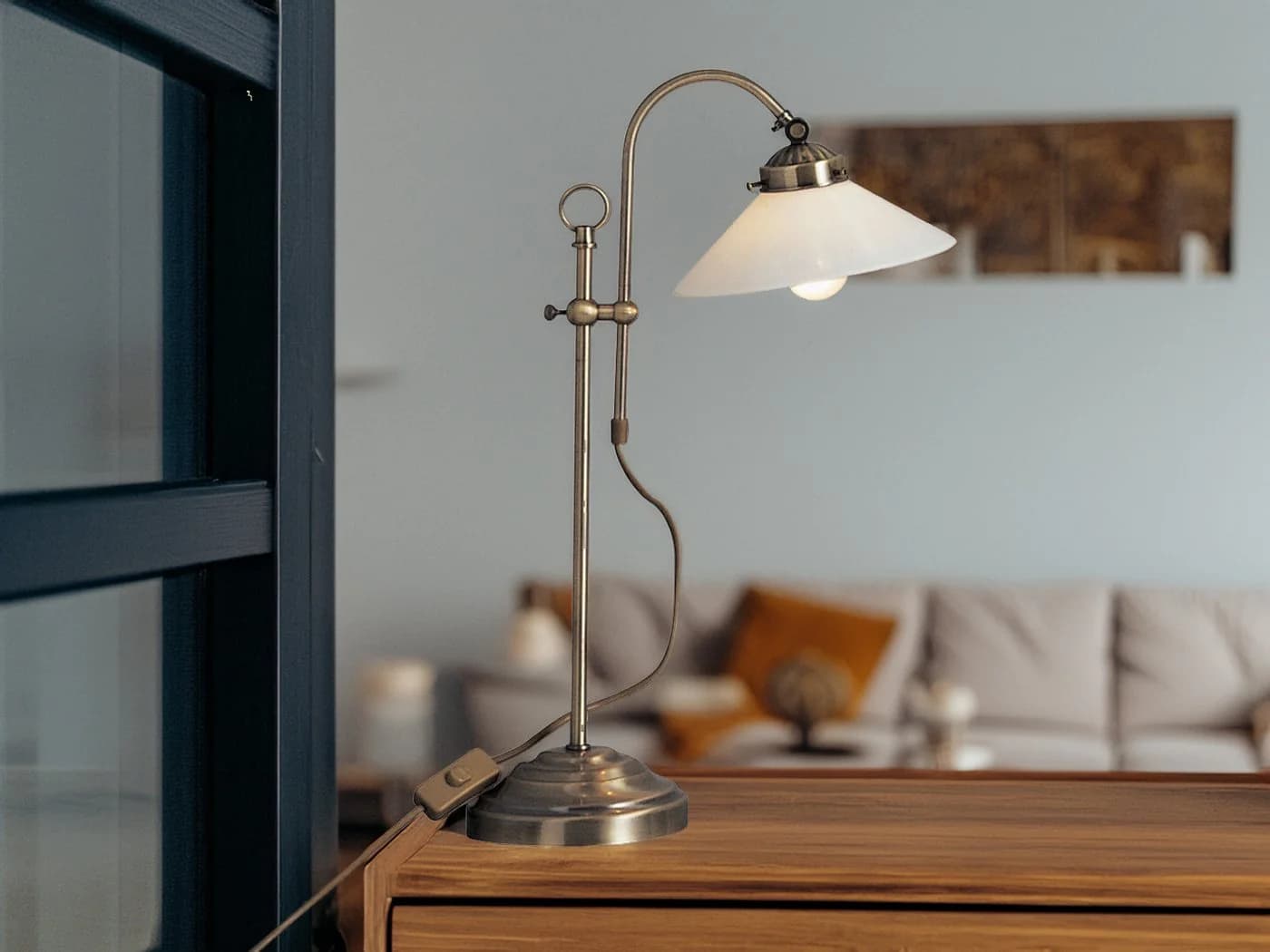 GLOBO LIGHTING LED Nachttischlampe Altmessing Dimmbar Landhausstil - Bild 3