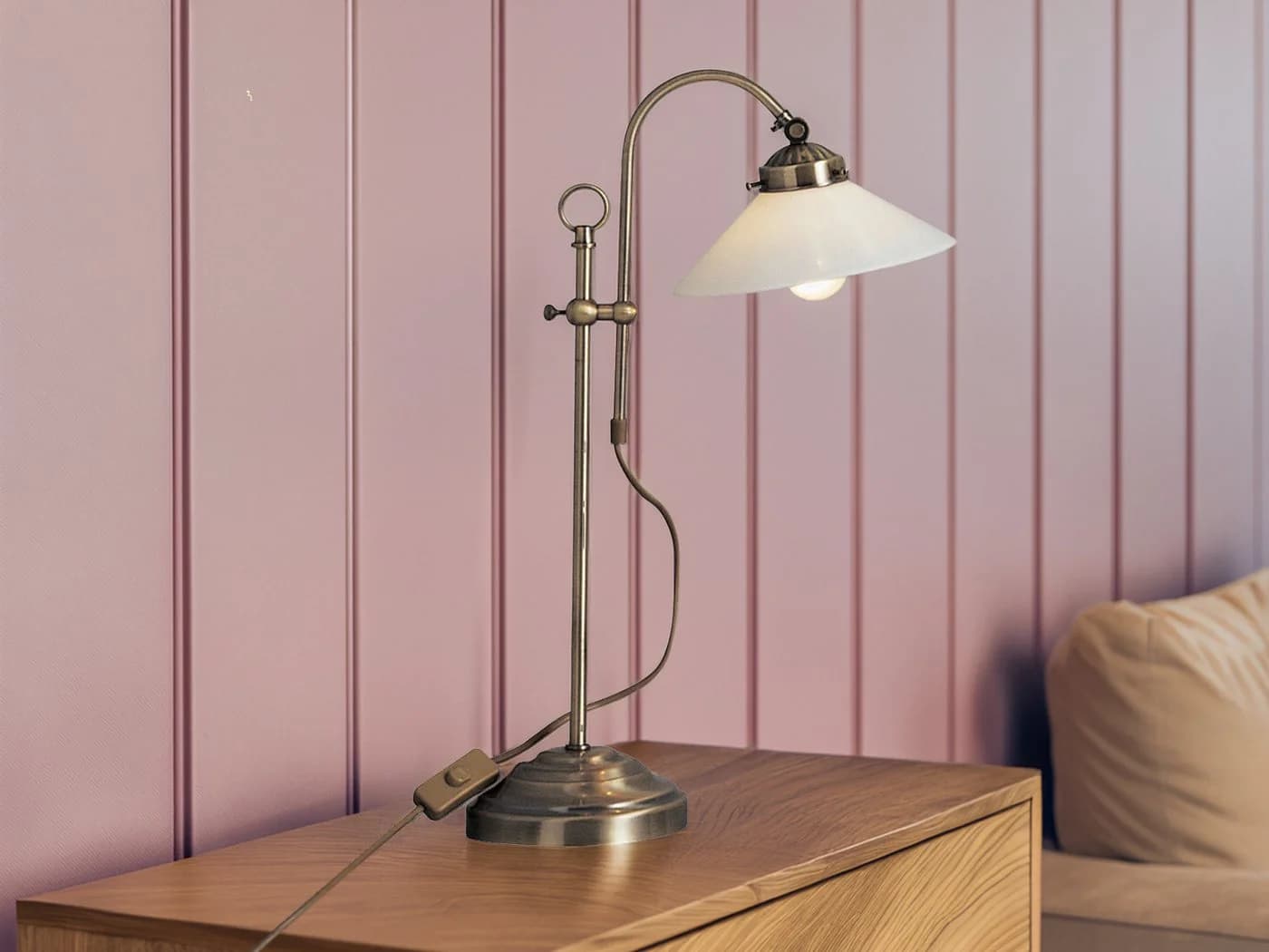 GLOBO LIGHTING LED Nachttischlampe Altmessing Dimmbar Landhausstil - Bild 5
