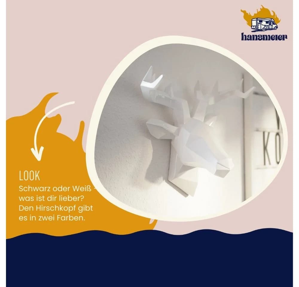 Hansmeier Wanddekoobjekt Hirsch Wandskulptur - Hirschkopf 3D Deko Schädel - Bild 4