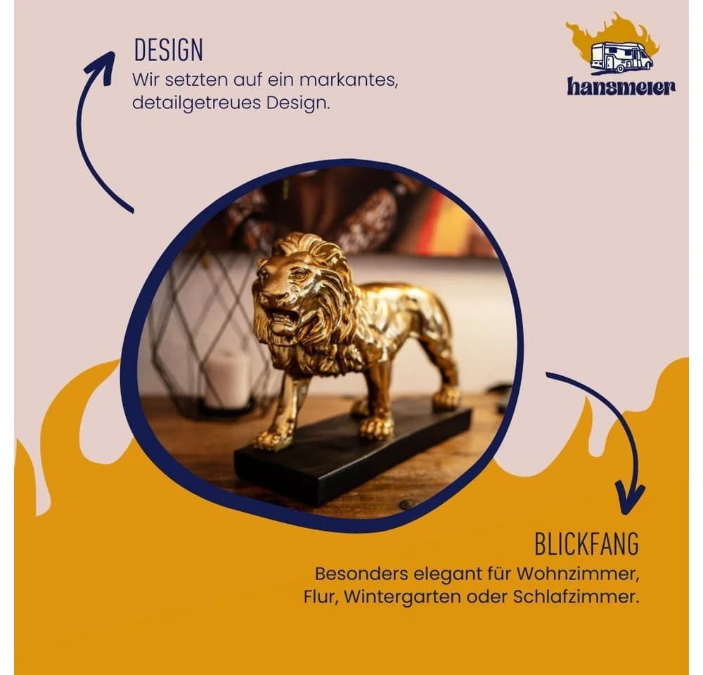 Hansmeier Löwen-Skulptur Deko Gold & Silber Polyresin - Bild 3