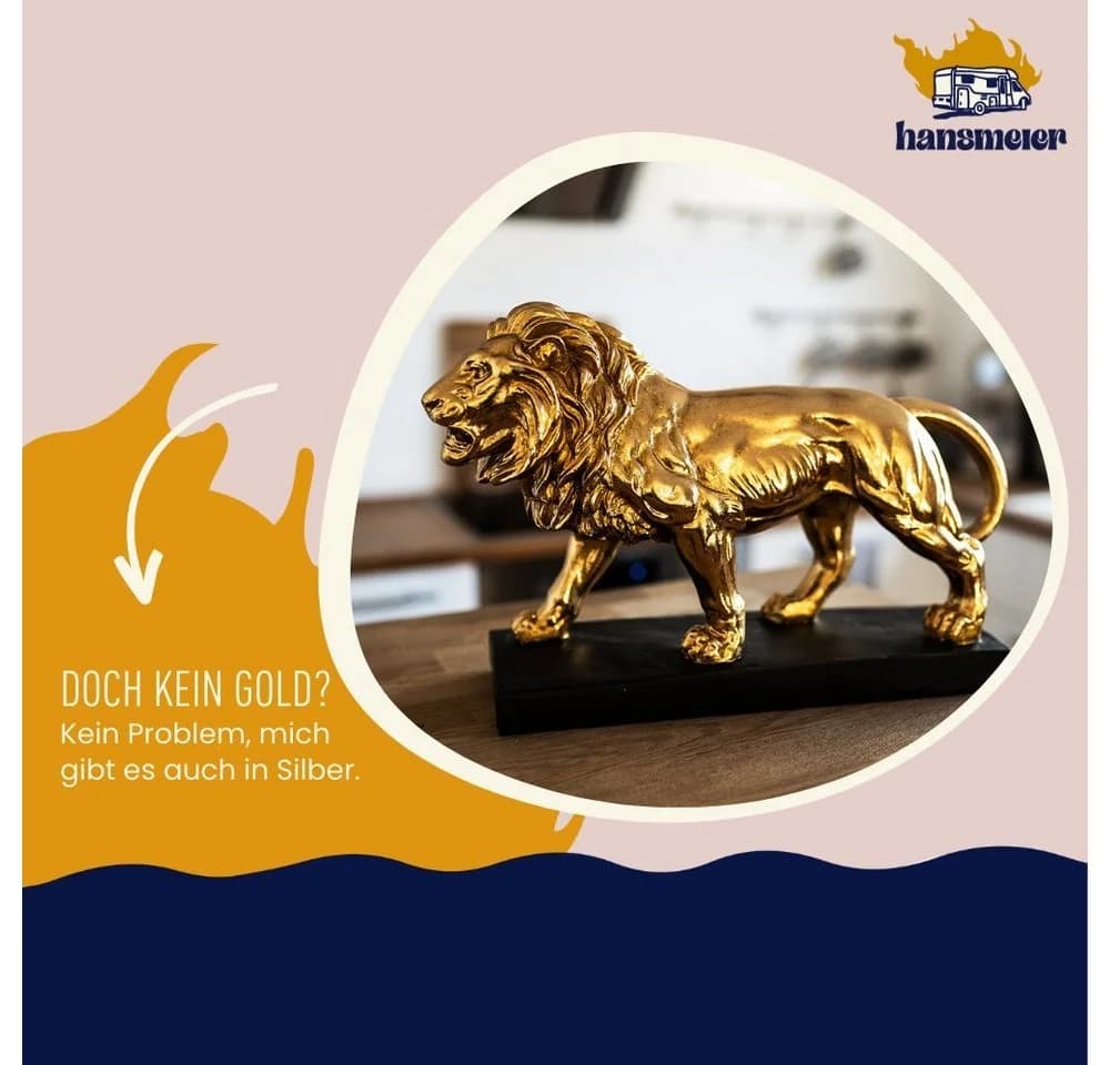 Hansmeier Löwen-Skulptur Deko Gold & Silber Polyresin - Bild 4