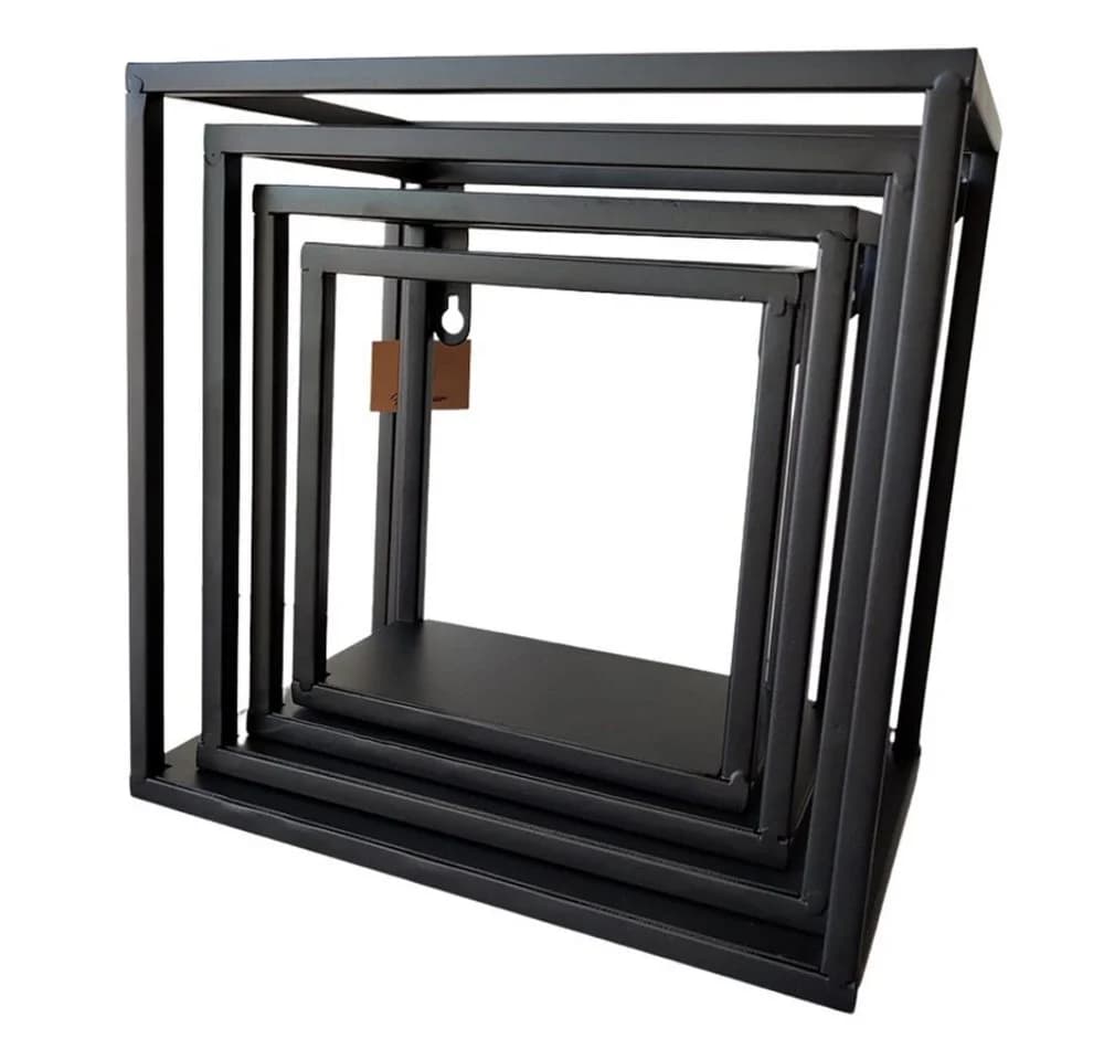 Hansmeier Wandregal 4-tlg. Schwarz Metall Schweberegal - Bild 2