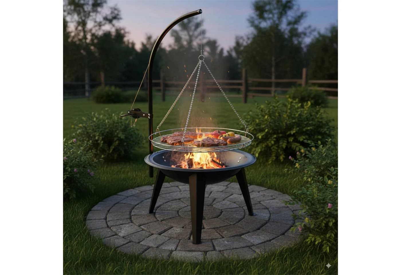 BBQ-Toro Schwenkgrill mit Höhenverstellung und Feuerschale