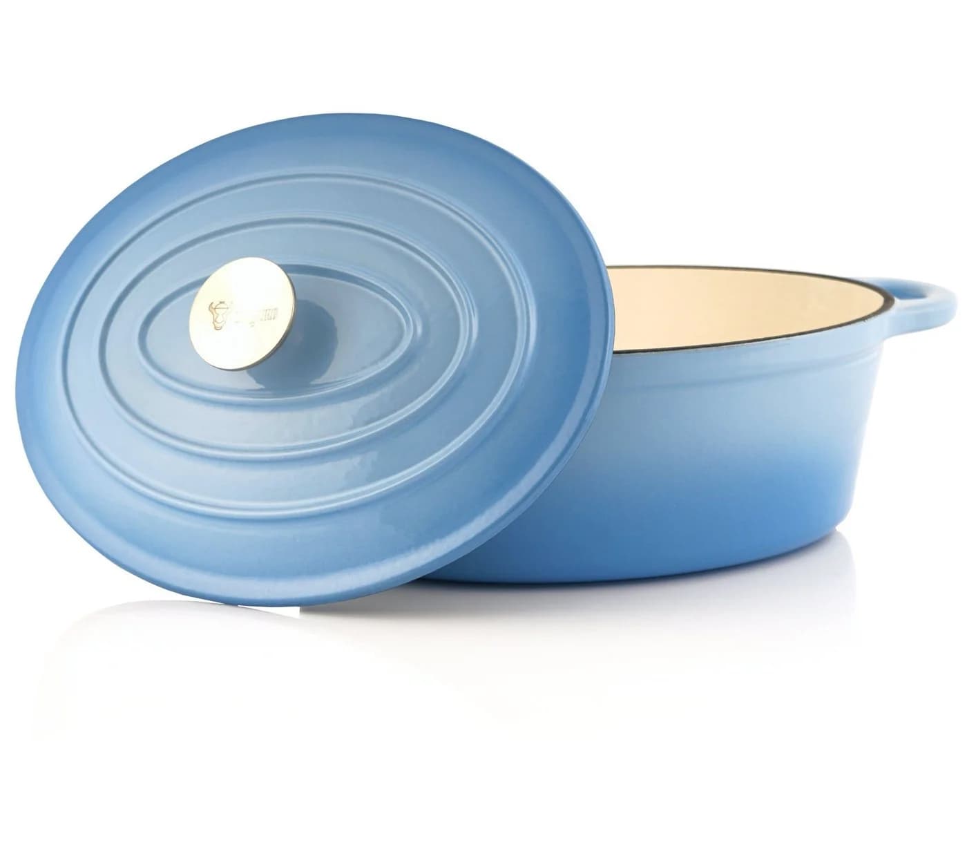 BBQ-Toro Bräter Gusseisen Cocotte 4,3L Blau Oval - Bild 4
