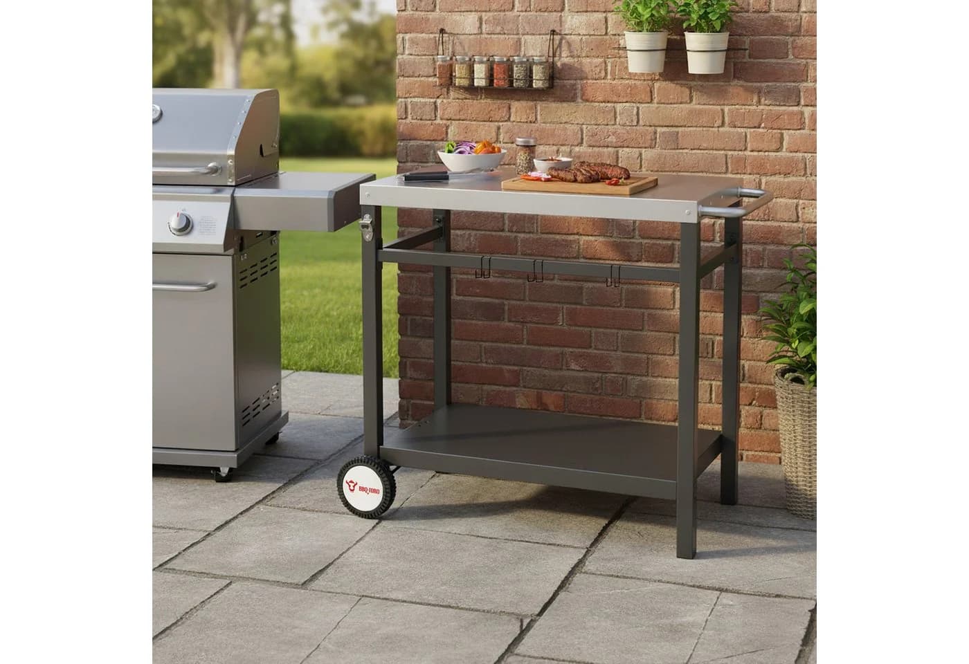 BBQ-Toro Grillwagen 85x50x81 cm Beistelltisch Rollwagen Grillen