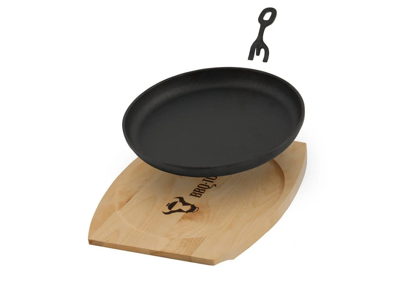 BBQ-Toro 6er Gusseisen Servierpfännchen-Set mit Holzbrett Ø 22 cm - Bild 4