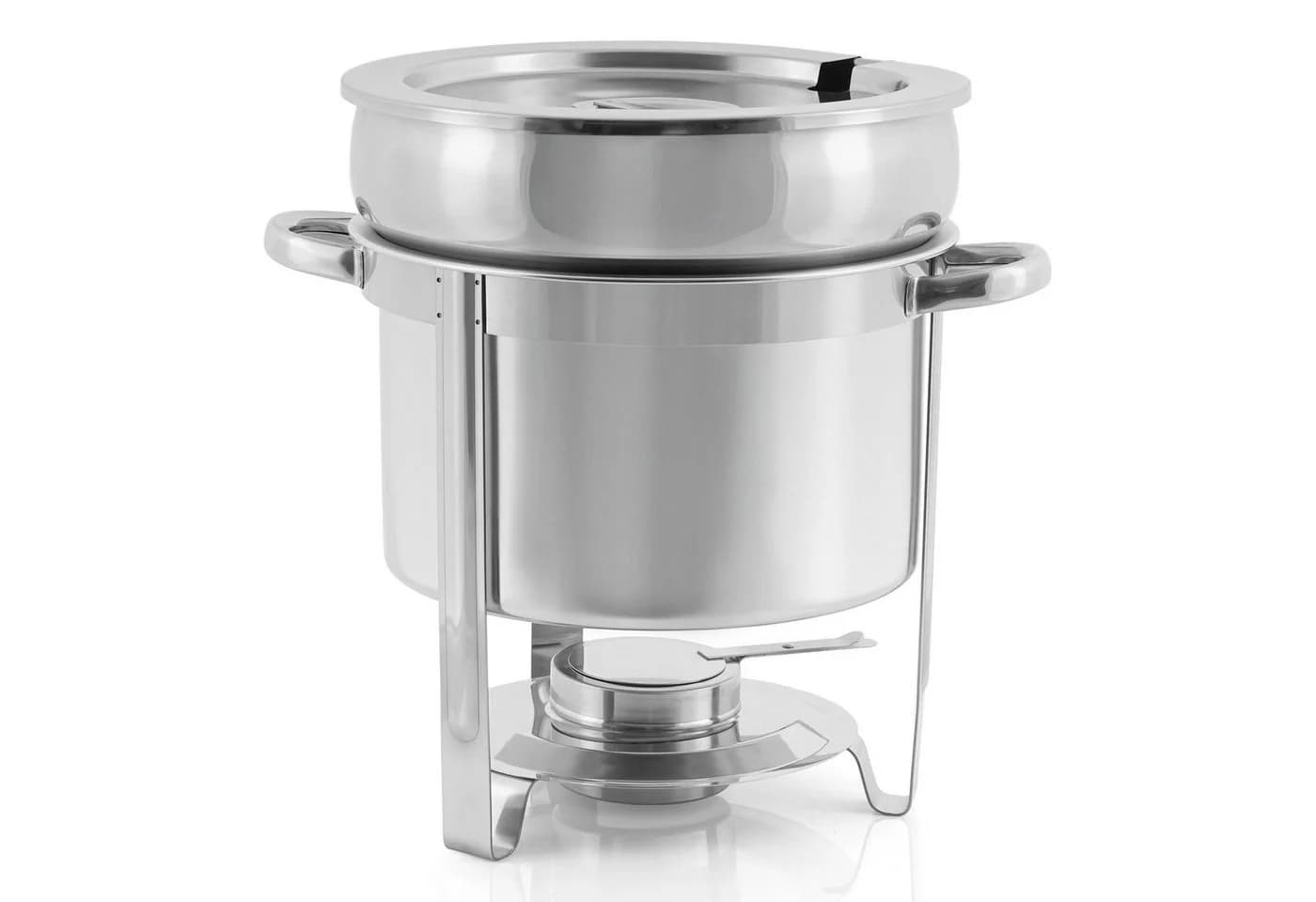 Mahlzeit Speisenwärmer Edelstahl Chafing Dish rund 10 Liter - Bild 2