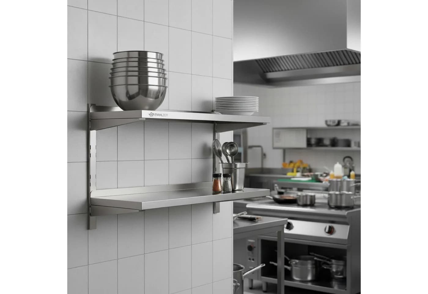 Mahlzeit Küchenregal Edelstahl Wandregal 80 x 35 cm