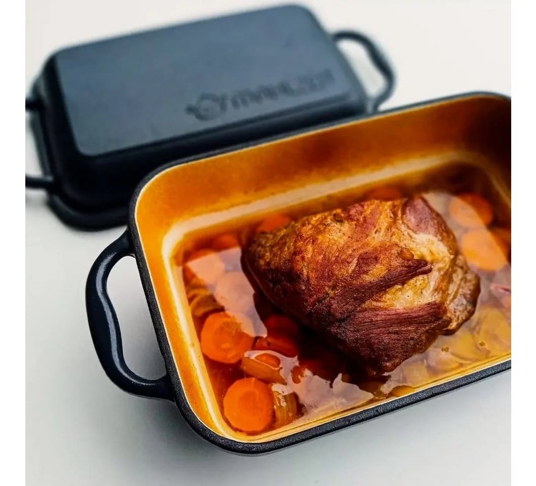 Mahlzeit Bräter Gusseisen 4,8L emailliert blau mit Deckel