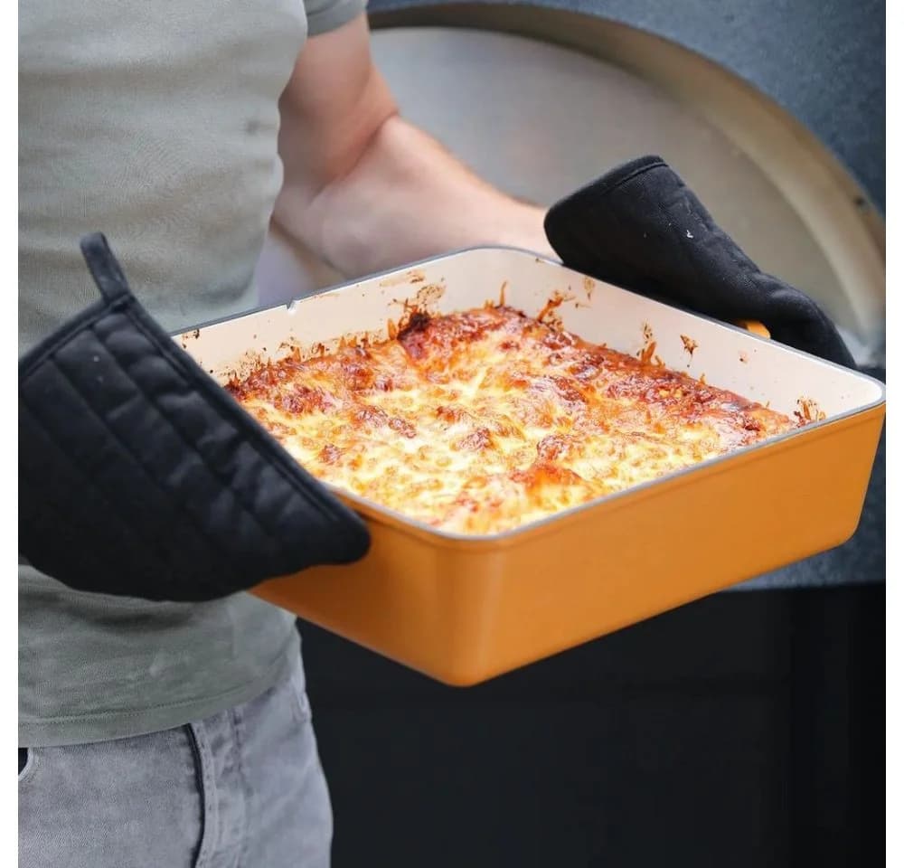 Mahlzeit Bräter Gusseisen emailliert 10,5 L Sunny Orange 2in1 mit Grillpfanne
